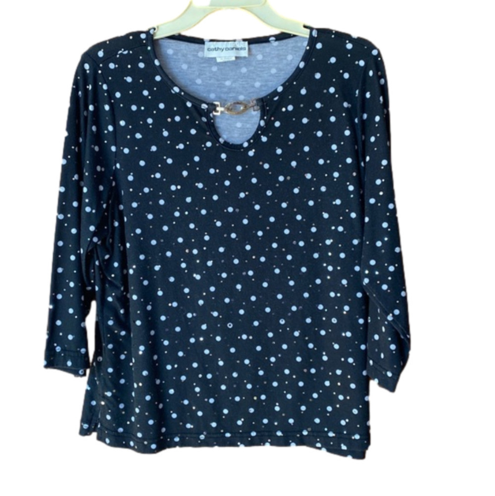 Cathy Daniels Black and White Polka Dot Long Sleeve Tee - Picture 2 of 3